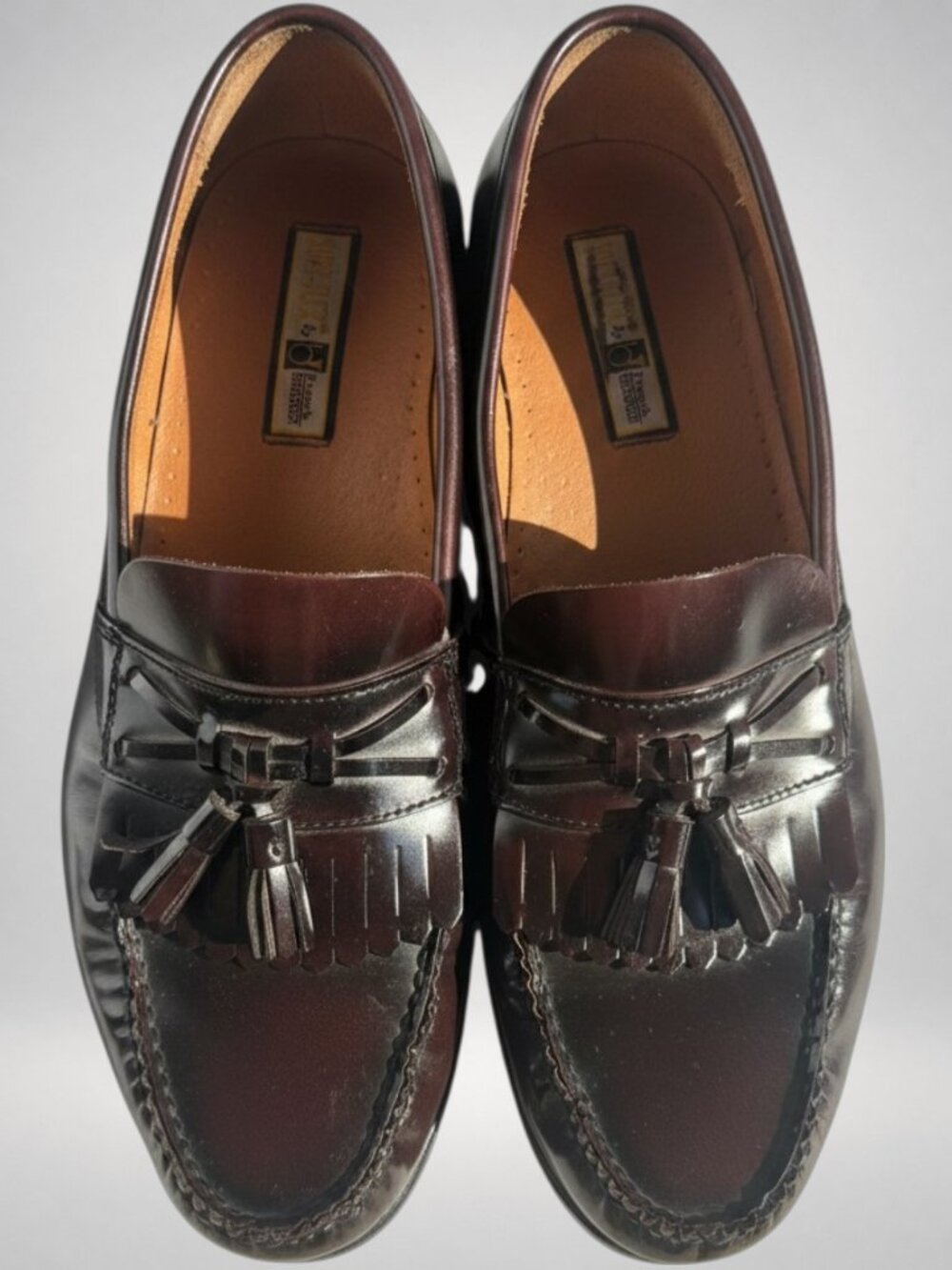 Vintage French Shriner Belfast Tassel Loafers Oxblood Leather 12M